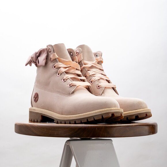 Timberland 6 Inch Premium Junior 'Light Pink Bow' Size 5 Girls - Picture 7 of 8